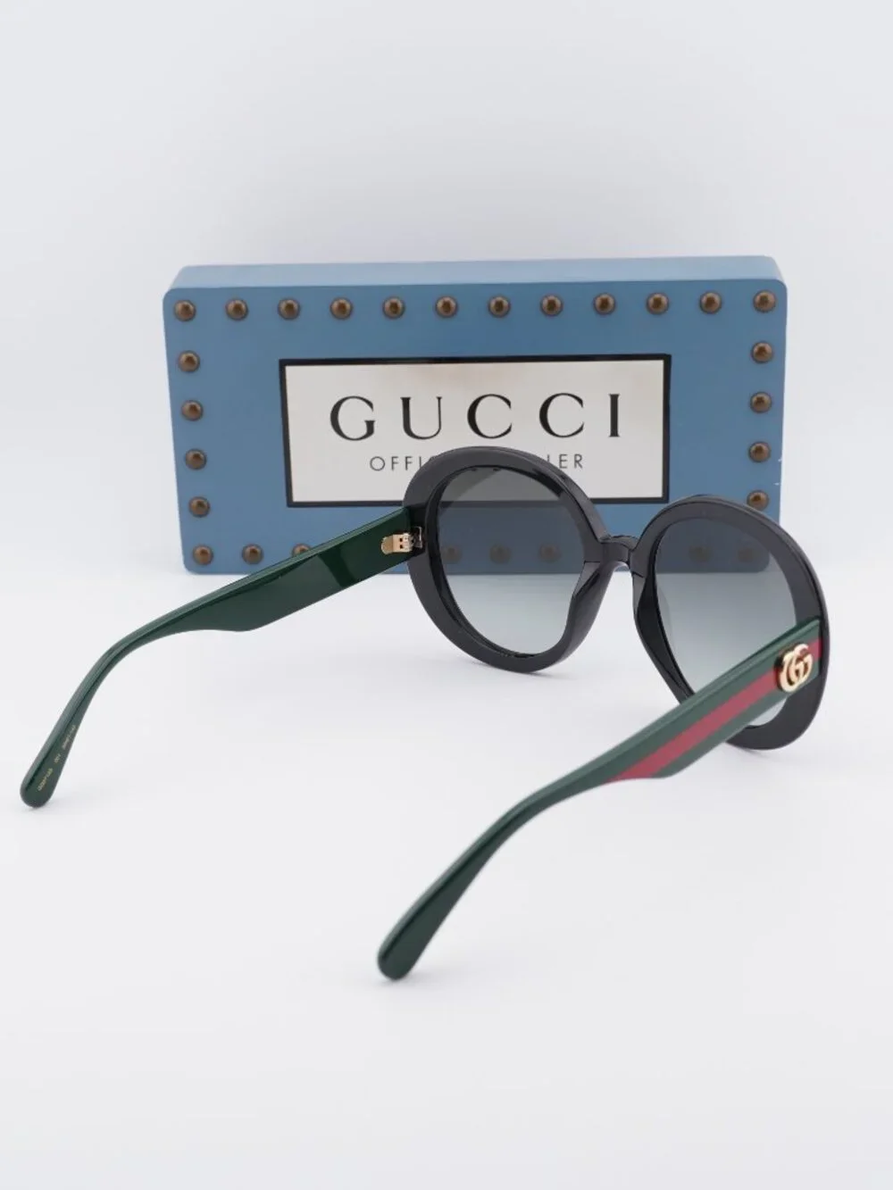 Gucci GG0712S 001 Round Sunglasses - Black / Grey